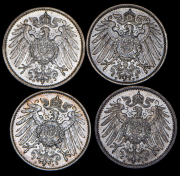 Набор из 4 сер. монет 1 марка 1914, 1915 (Германия)