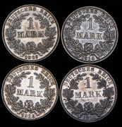 Набор из 4 сер. монет 1 марка 1914, 1915 (Германия)