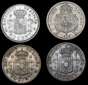 Набор из 4 сер. монет 50 сентимо 1880-1926 (Испания)