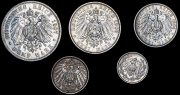 Набор из 5 сер. монет 1904-1916 (Германия)