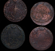 Набор из 7 медных 5 копеек 1769-1788