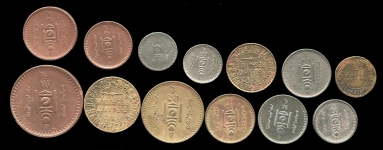 Набор из 13-ти монет 20-30 гг. XX в. (Монголия и Тува)