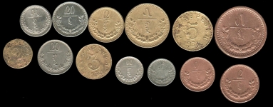 Набор из 13-ти монет 20-30 гг. XX в. (Монголия и Тува)