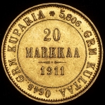20 марок 1911 (Финляндия) L