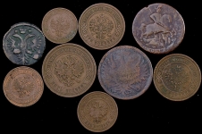 Набор из 9-ти медных монет