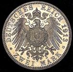 2 марки 1913 (Вюртемберг) F