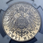 2 марки 1909 "500 лет Университету Лейпцига" (Саксония) (в слабе)