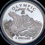 2 доллара 1996 "Национальный парк Олимпик. Орел" (Острова Кука)