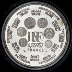 Медаль "Введение евро: 1 евро = 6,55957 франков" 2001 (Франция)