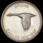 1 доллар 1967 "100 лет Конфедерации Канада" (Канада)