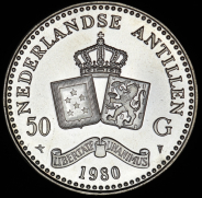50 гульденов 1980 "Коронация Беатрикс" (Нидерландские Антиллы)