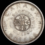 1 доллар 1964 "100 лет Шарлоттауну и Квебеку" (Канада)