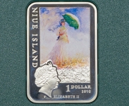 1 доллар 2010 "Клод Монэ: Девушка с зонтиком, Японский мостик" (Ниуэ)