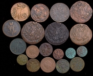 Набор из 19-ти медных монет