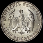 5 марок 1927 "450 лет Тюбингенскому университету" (Германия) F