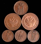 Набор из 6-ти медных монет