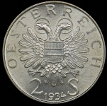 2 шиллинга 1934 "Смерть Энгельберта Дольфуса" (Австрия)
