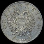 2 шиллинга 1935 "25 лет со дня смерти Карла Люгера" (Австрия)