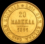 20 марок 1891 (Финляндия) L