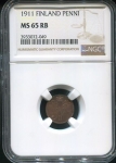 1 пенни 1911 (Финляндия) (в слабе)