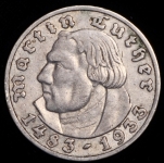 5 марок 1933 "450 лет со дня рождения Мартина Лютера" (Германия) А