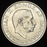 2 кроны 1945 "75 лет со дня рождения короля Кристиана X" (Дания)