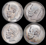 Набор из 4-х сер. монет Рубль 1897-1901