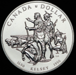 1 доллар 1990 "300 лет путешествию Генри Келси" (Канада)