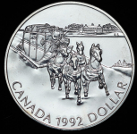 1 доллар 1992 "175 лет Кингстонскому дилижансу" (Канада)