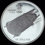 20 долларов 1987 "XV зимние Олимпийские Игры 1988: Бобслей" (Канада)