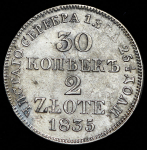 30 копеек - 2 злотых 1835 MW