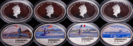 Набор из 4-х монет "Подводные лодки мира" 2010 (Фиджи)