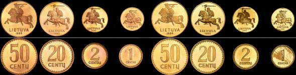 Набор ПРОБНЫХ монет 1990 (Литва)