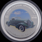 2 доллара 2006 "Классические спидстеры 1930-х годов - Bugatti Type 57 Atlantic" (Острова Кука)