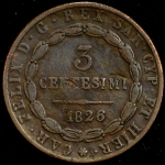 3 чентезимо 1826 (Сардиния)