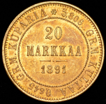 20 марок 1891 (Финляндия) L