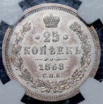 25 копеек 1868 (в слабе) СПБ-НI