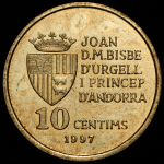 10 сантимов 1997 "Княжеский дворец" (Андорра)