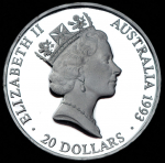 20 долларов 1993 "100 лет Олимпийским играм - пловцы" (Австралия)