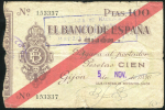 Чек 100 песет 1936 "El Banco de Espana" (Испания)