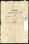 Чек 100 песет 1936 "El Banco de Espana" (Испания)