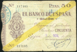 Чек 50 песет 1936 "El Banco de Espana" (Испания)