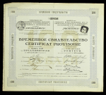 Врем.свид. на 1 пай в 100 рублей 1888 "Тов.Фран.заводов резиноваго,гуттаперчиваго и телеграф. произ."