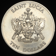 10 долларов 1982 "200 лет сражению у островов Всех Святых" (Сент-Люсия)