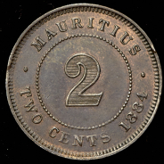 2 цента 1890 (Маврикий, Великобритания)