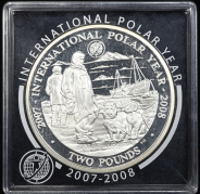 2 фунта 2008 "Международный полярный год" (Южная Георгия и Южные Сэндвичевы) (в п/у)