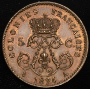 5 сантимов 1824. Проба (Французские колонии)