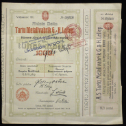Акция 1000 марок 1921 "Тартуский металлургический завод"