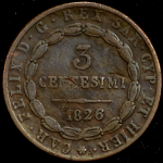 3 чентезимо 1826 (Сардиния)