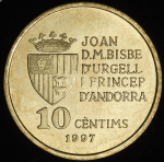 10 сантимов 1997 "Княжеский дворец" (Андорра)